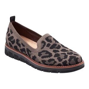 Easy Spirit Women's Valina eFlex Knit Easy On Loafers Taupe Leopard Size 7 W